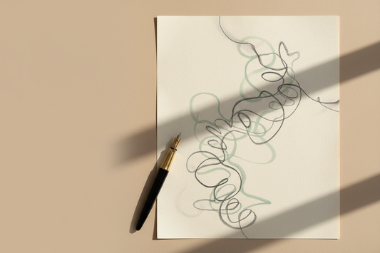 Feuille manuscrite et stylo plume évoquant l’introspection par l’écriture