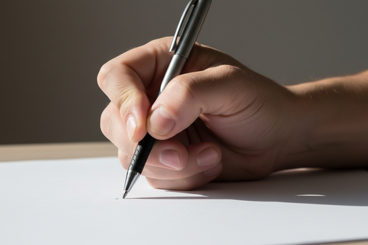 gros plan sur une main tenant un stylo